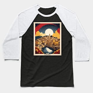 Girona Spain Starry Night Travel Tourism Retro Vintage Art Baseball T-Shirt